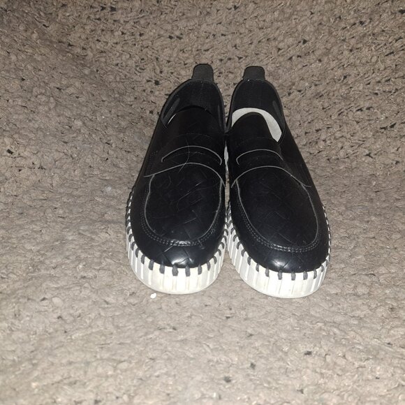 ILSE JACOBSEN-Platform Tulip Faux Black Leather Loafers-Sz 39-Excellent - Picture 3 of 8